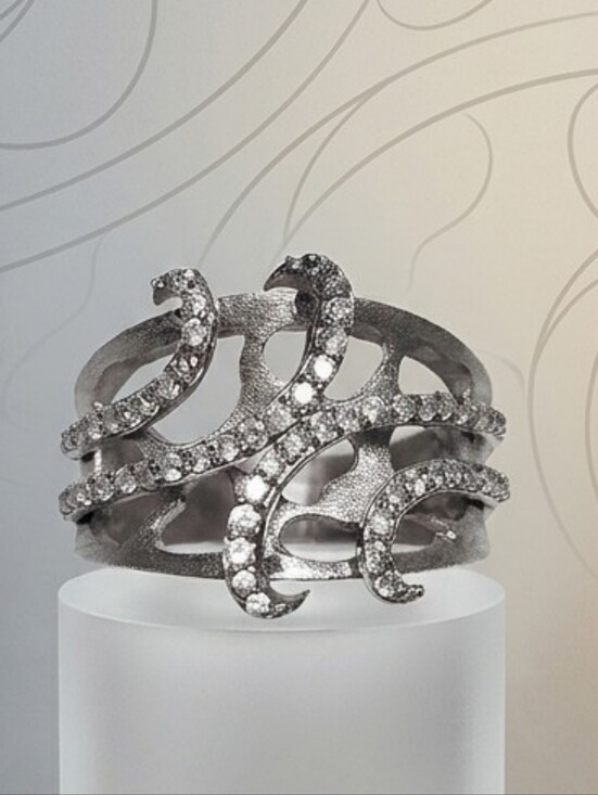 N/A Jewelry - Sterling Silver Wide Unique RING size 6 one stone missing